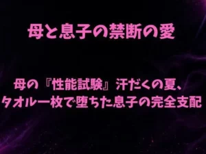 母の『性能試験』汗だくの夏、タオル一枚で堕ちた息子の完全支配｜欲望愛着の同人マンガ（550円）